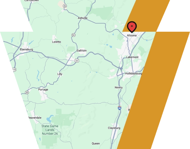 Keystone Heating and Air Service Area Map - Blair & Cambria County, PA